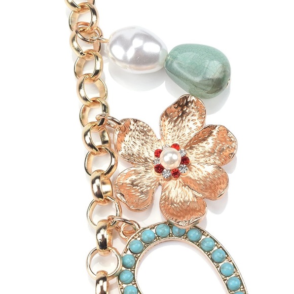 Zara Gold Everything Charms Crystal Bar Circle Link Chain Necklaces - Picture 7 of 16